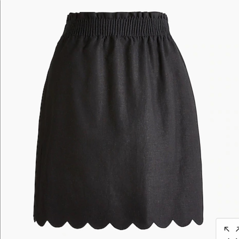 J. Crew Black Scalloped linen-cotton skirt